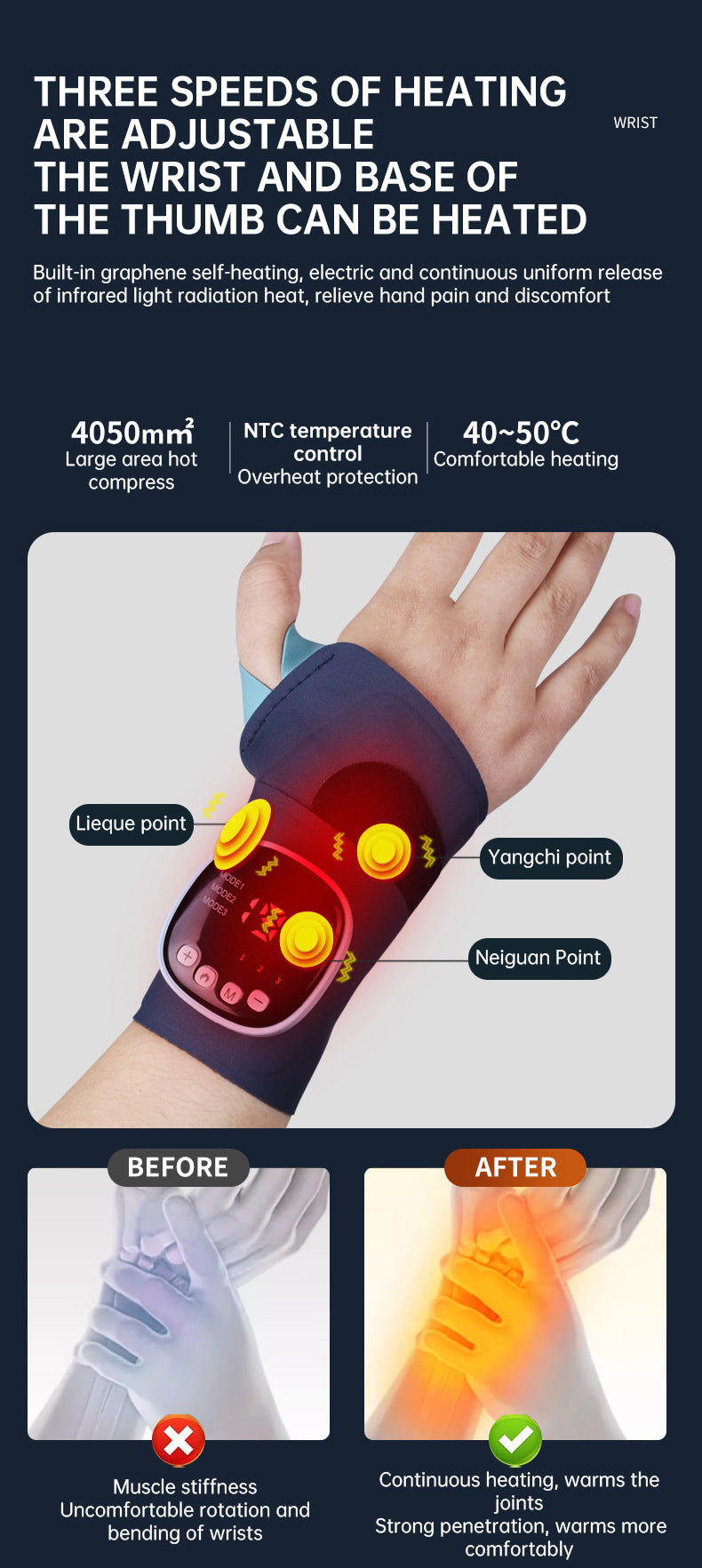 Rechargeable EMS Hand & Wrist Massager with Heat | After-Work Comfort