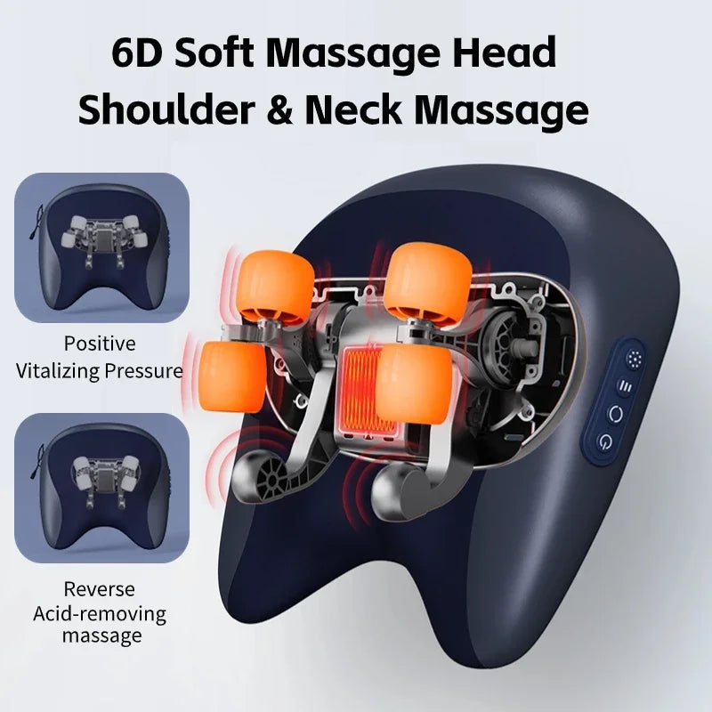 Rechargeable Heated Neck & Shoulder Massage Pillow | After-Work Comfort