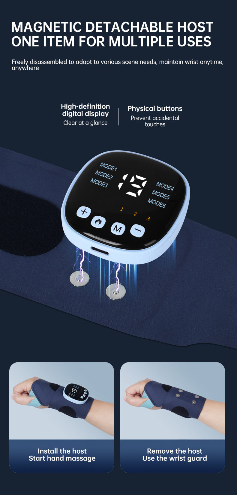 Rechargeable EMS Hand & Wrist Massager with Heat | After-Work Comfort
