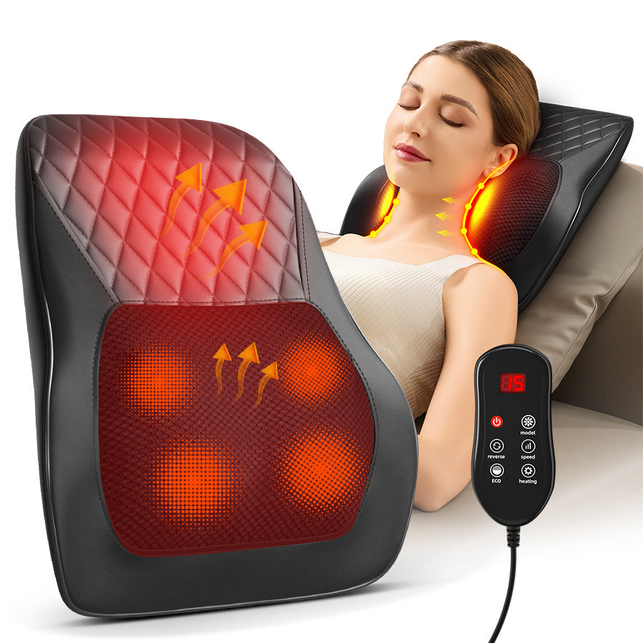 4-Head Heated Shiatsu Neck & Back Massage Pillow | After-Work Comfort