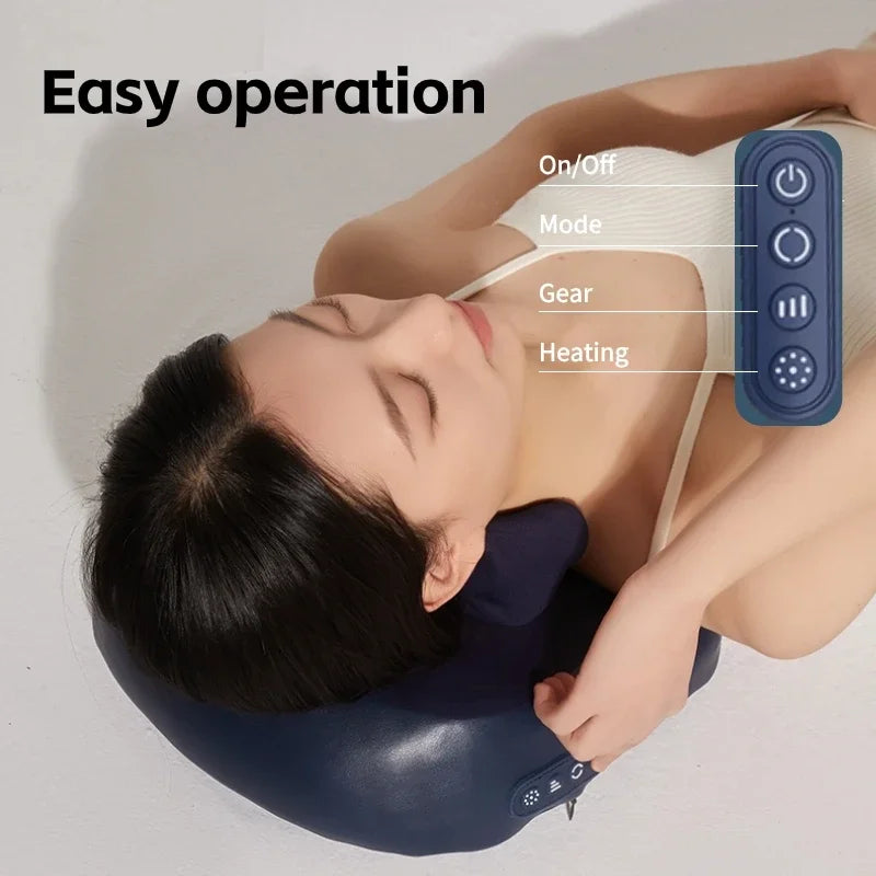 Rechargeable Heated Neck & Shoulder Massage Pillow | After-Work Comfort
