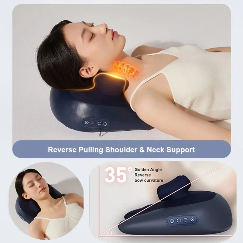 Rechargeable Heated Neck & Shoulder Massage Pillow | After-Work Comfort